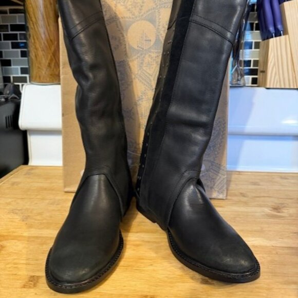 Retro Lola Studded Tall Leather Boots - NWB - Picture 2 of 16